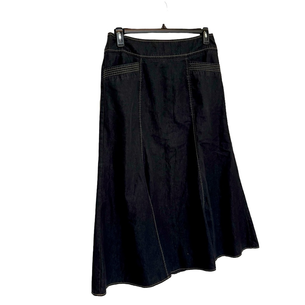 New York Clothing Co Fit & Flare Skirt W/Pockets Size 12 Midnight Blue